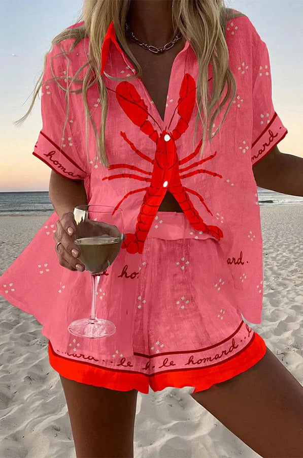 Pallina™- Pink Lobster Linen Short Set