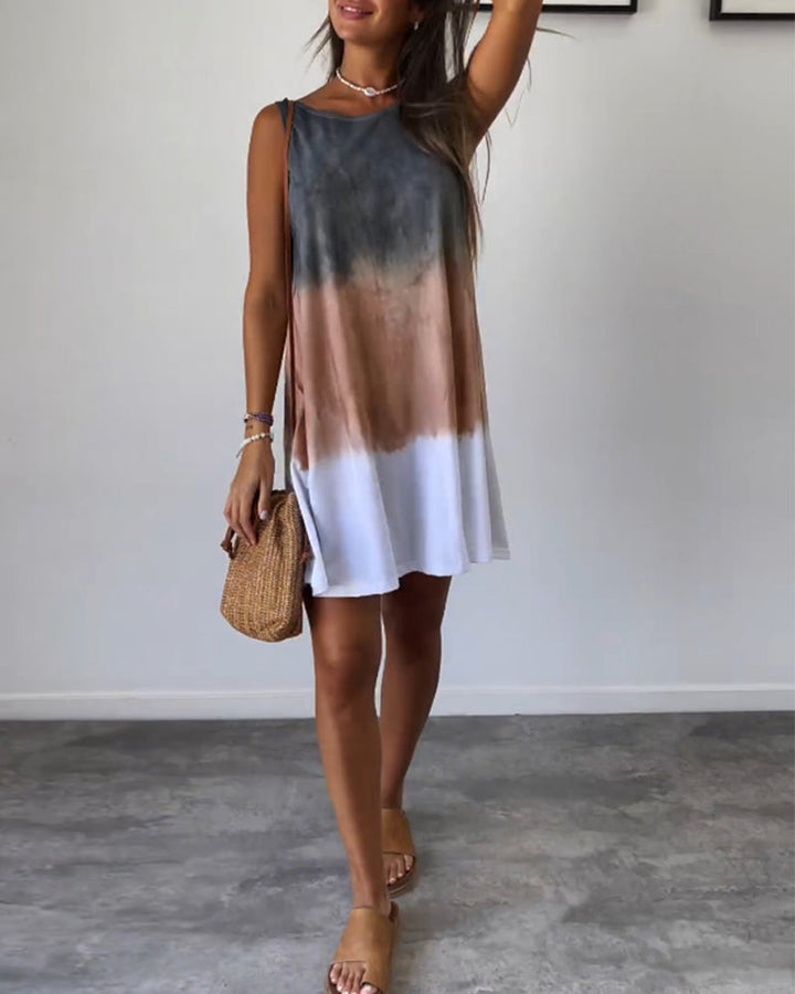 Josie™ - Gradient Tie Dye Print Mini Dress