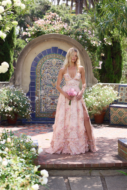 Nayne™- The Seraphine Dress in Peach Tapestry