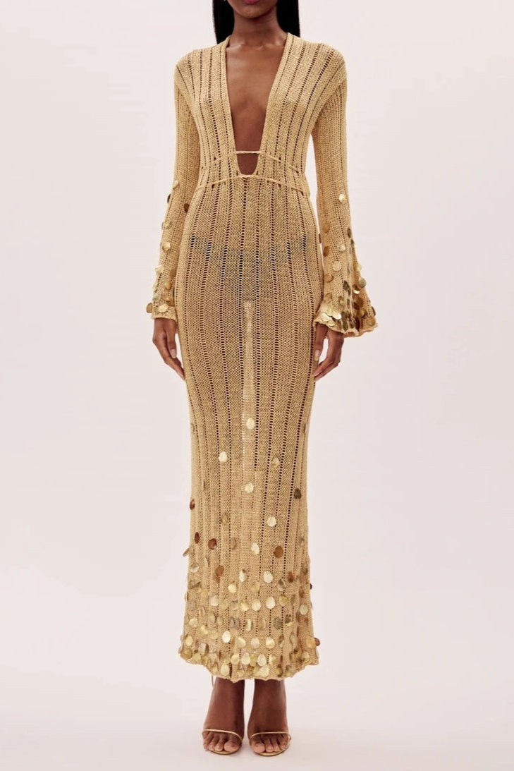 Dolly™ - Gold Knit Maxi Dress