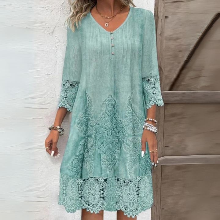 Alvinea™- Lace Trim A-Line Dress