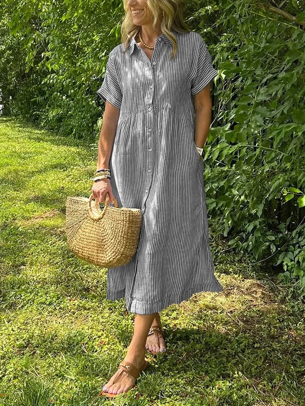 Celira™- Striped Button-Up Shirt