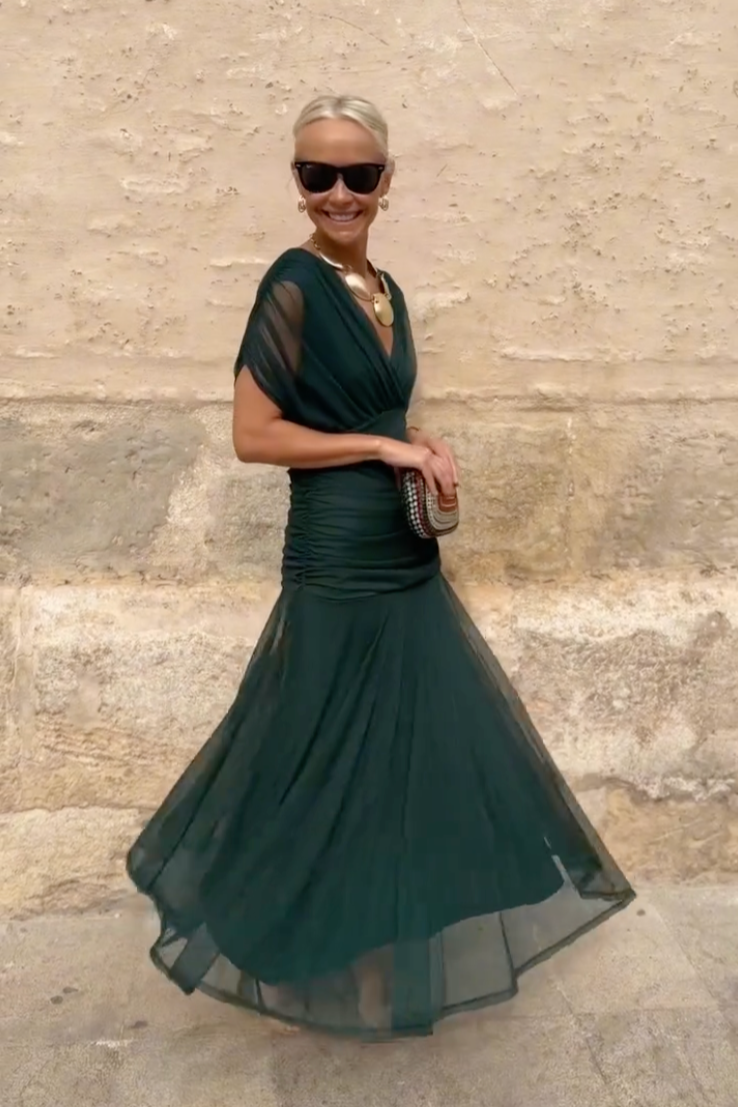 Erica™- Whimsical Floral V-Neck Maxi Dress
