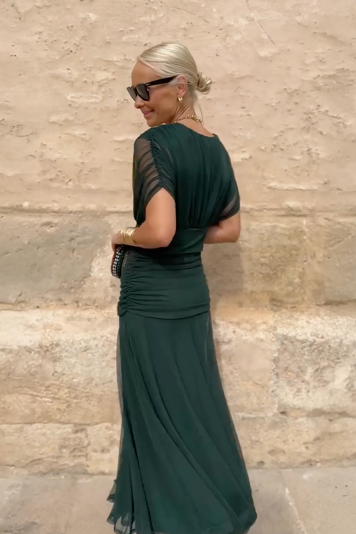 Erica™- Whimsical Floral V-Neck Maxi Dress