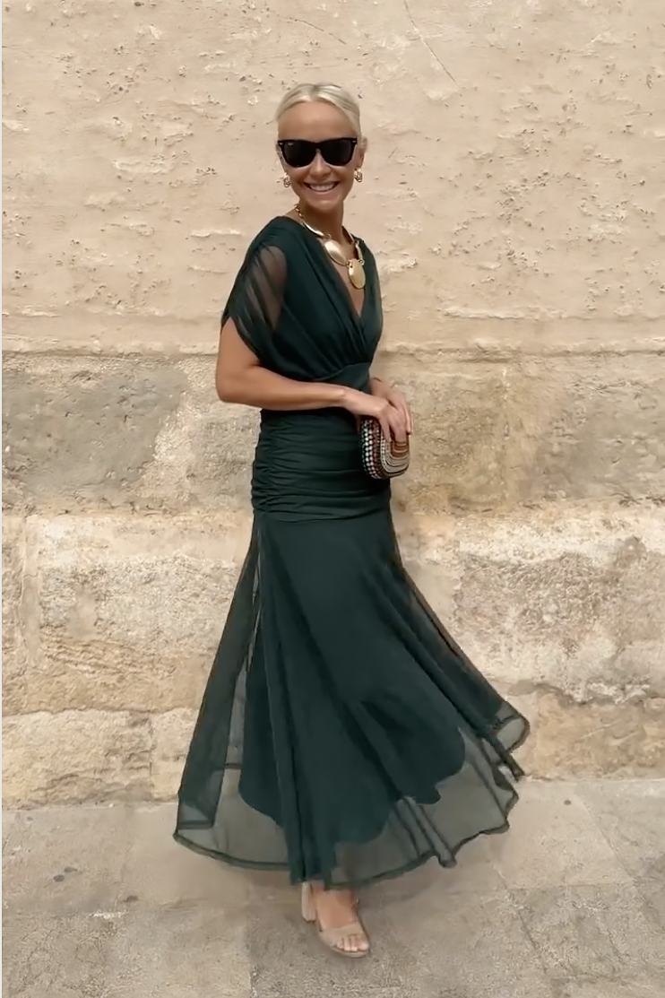 Erica™- Whimsical Floral V-Neck Maxi Dress