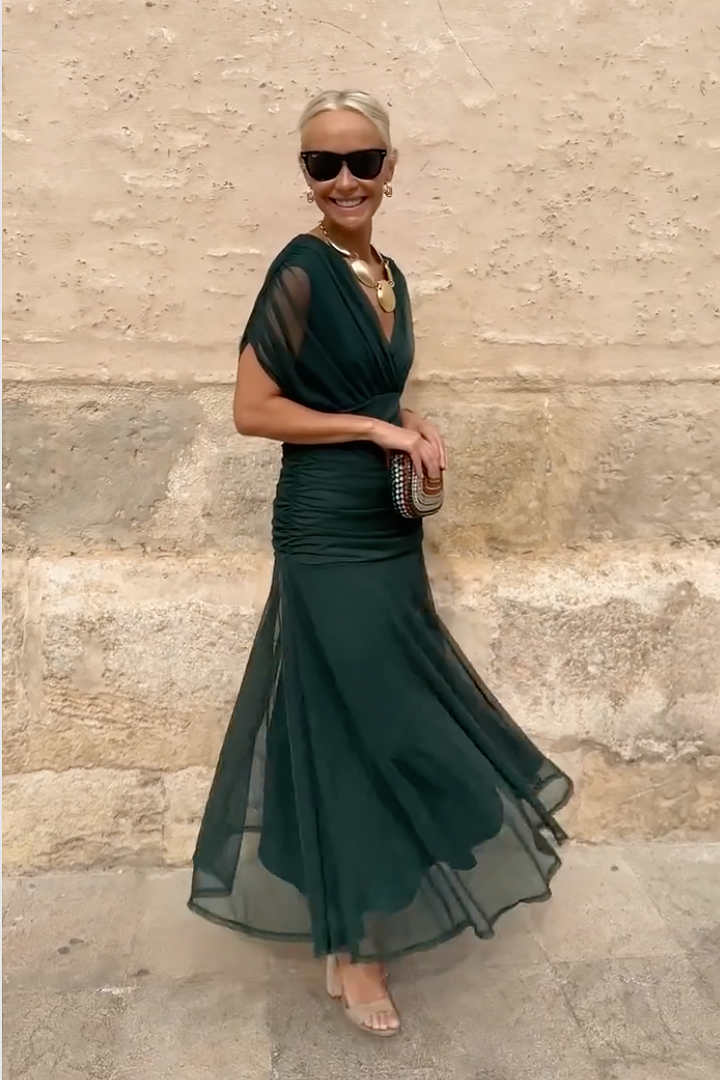 Erica™- Whimsical Floral V-Neck Maxi Dress