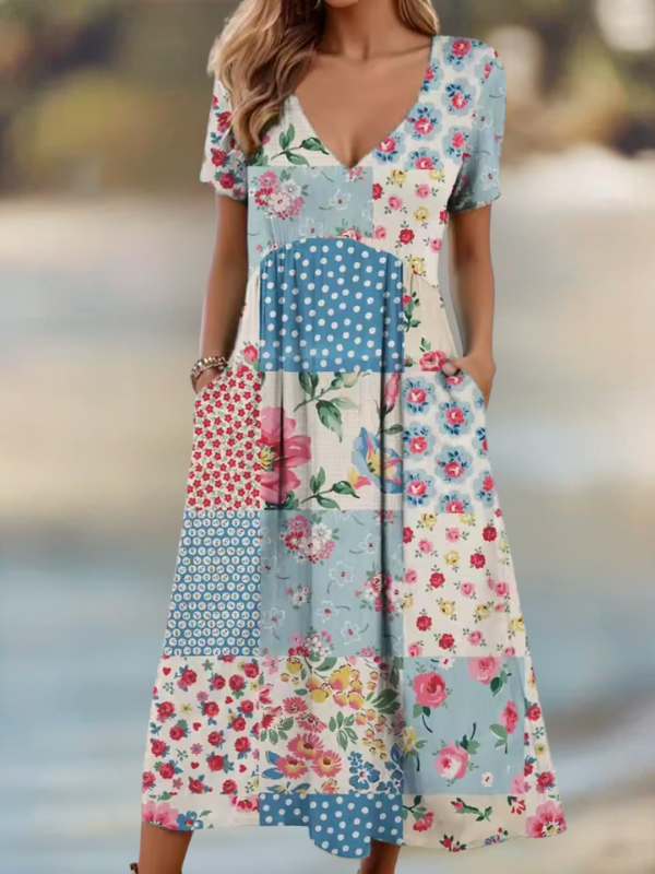 Rosa™- Patchwork Midi Dress
