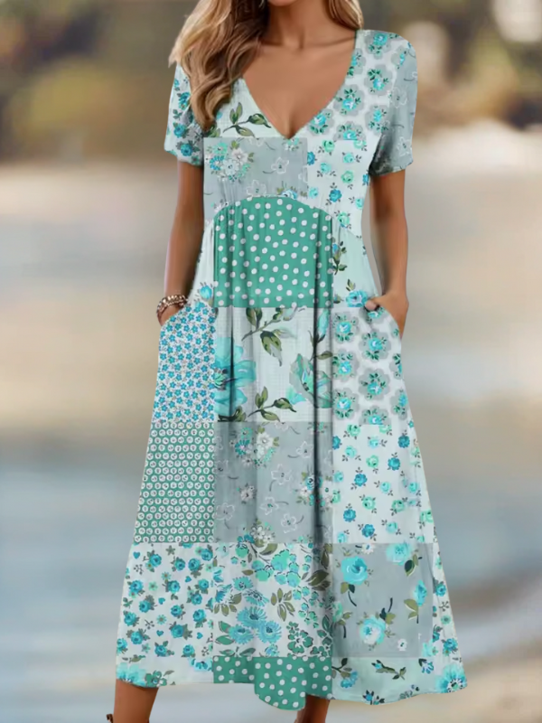 Rosa™- Patchwork Midi Dress