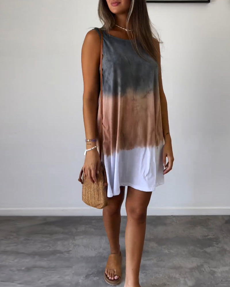 Josie™ - Gradient Tie Dye Print Mini Dress