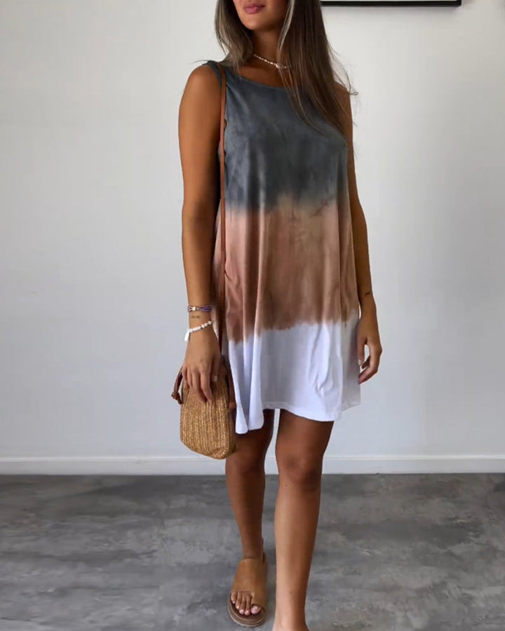 Josie™ - Gradient Tie Dye Print Mini Dress