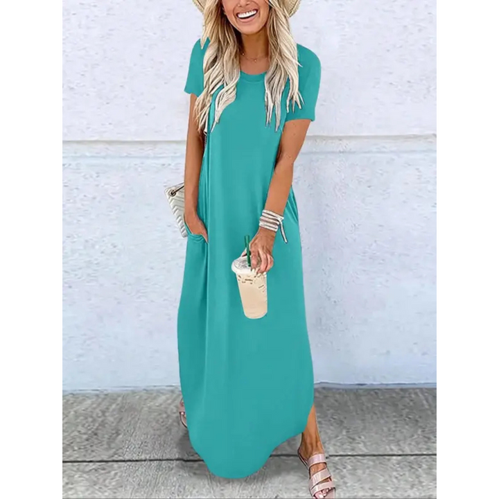 Relna™- Casual Summer Round Neck Maxi Dress