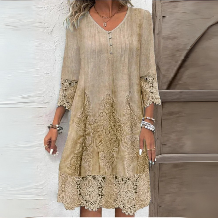 Alvinea™- Lace Trim A-Line Dress