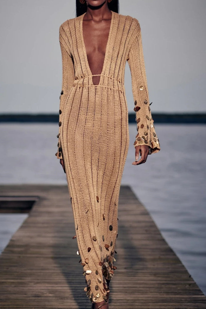 Dolly™ - Gold Knit Maxi Dress