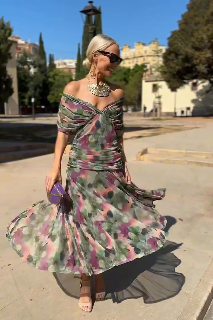 Erica™- Whimsical Floral V-Neck Maxi Dress