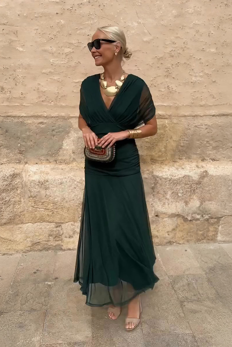 Erica™- Whimsical Floral V-Neck Maxi Dress