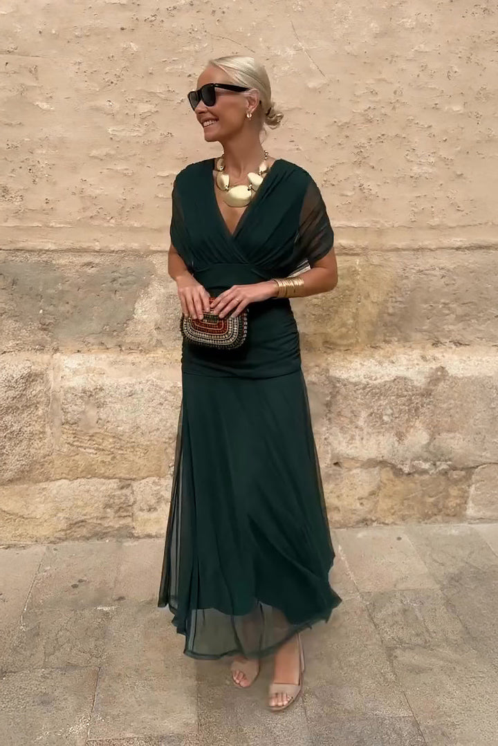 Erica™- Whimsical Floral V-Neck Maxi Dress