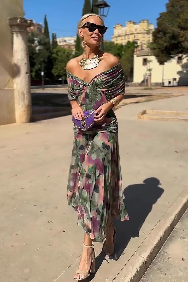 Erica™- Whimsical Floral V-Neck Maxi Dress