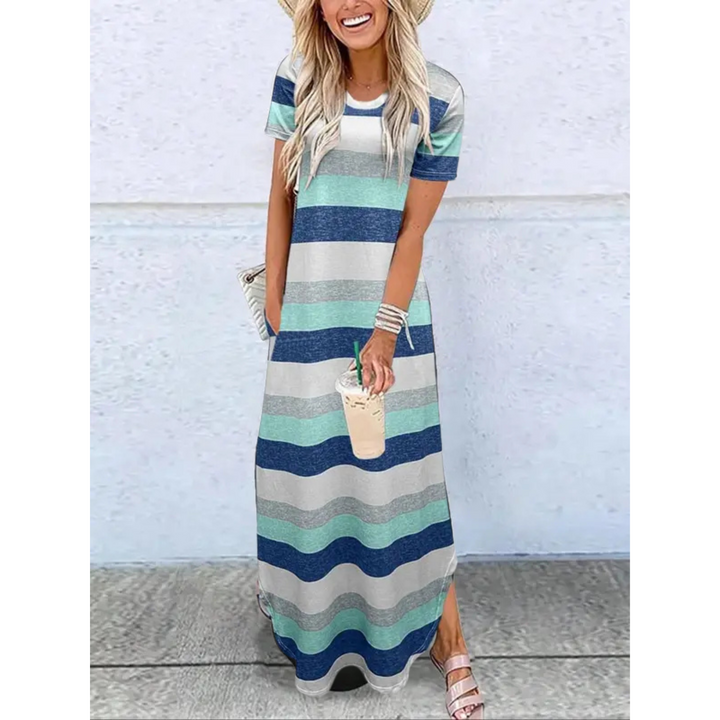 Relna™- Casual Summer Round Neck Maxi Dress