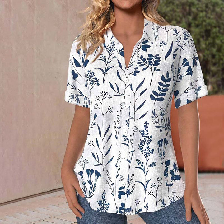Betty™- Casual Leaf Print Blouse