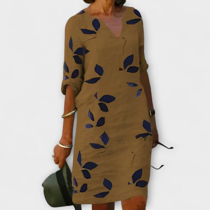 Malende™- Leaf Print Flow Dress
