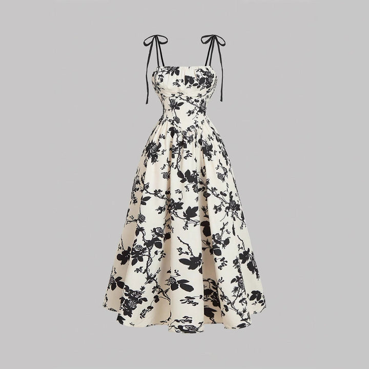 Dahliana™- Elegant Summer Floral Tie-Shoulder Sundress