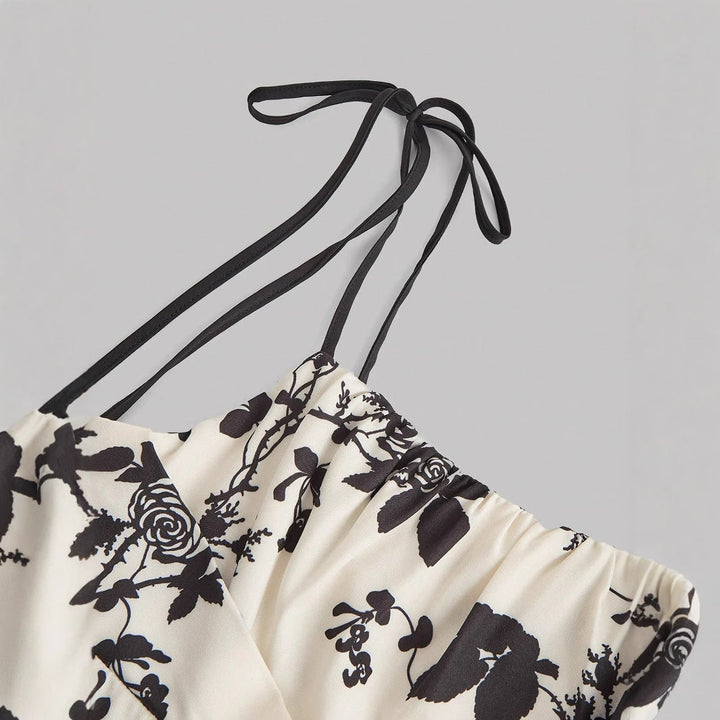 Dahliana™- Elegant Summer Floral Tie-Shoulder Sundress