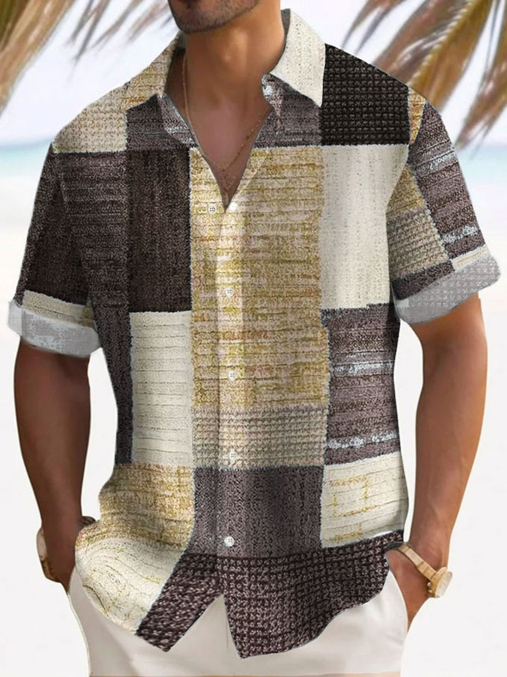 Aaron™- Breezy Patchwork Short Sleeve Shirt