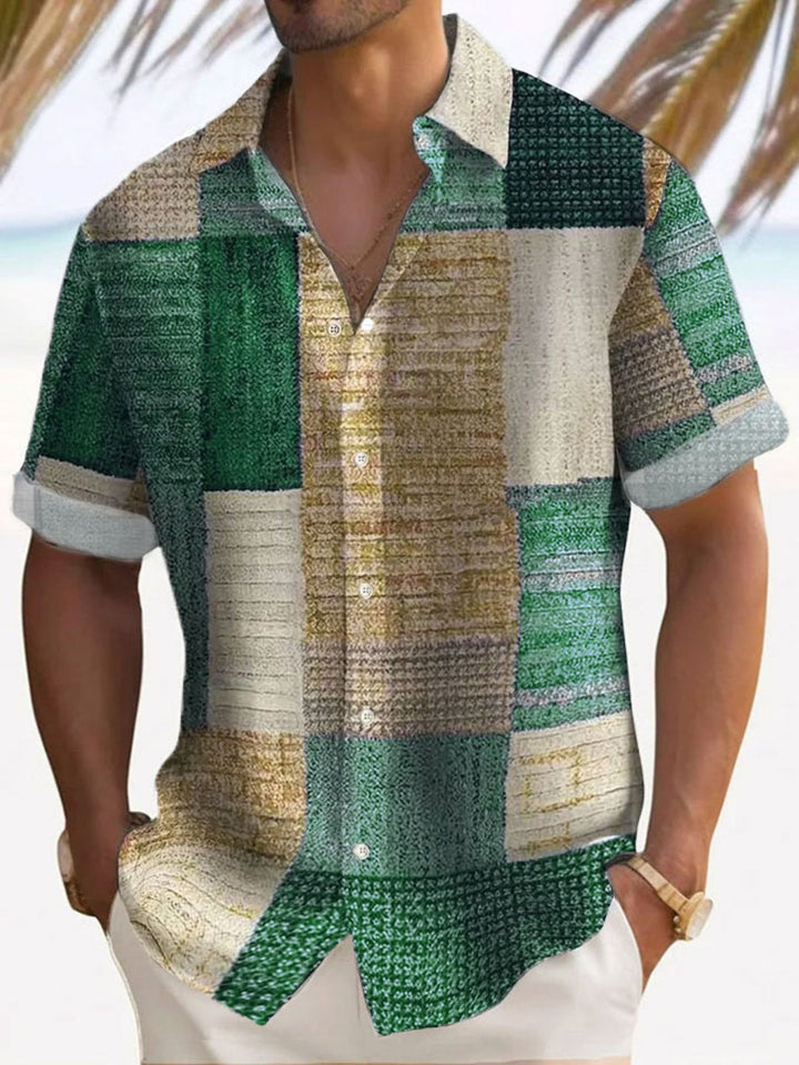 Aaron™- Breezy Patchwork Short Sleeve Shirt