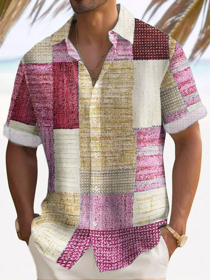 Aaron™- Breezy Patchwork Short Sleeve Shirt