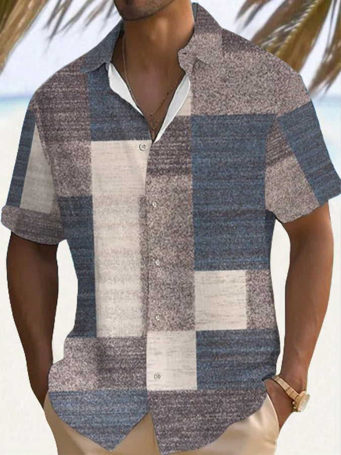 Aaron™- Breezy Patchwork Short Sleeve Shirt