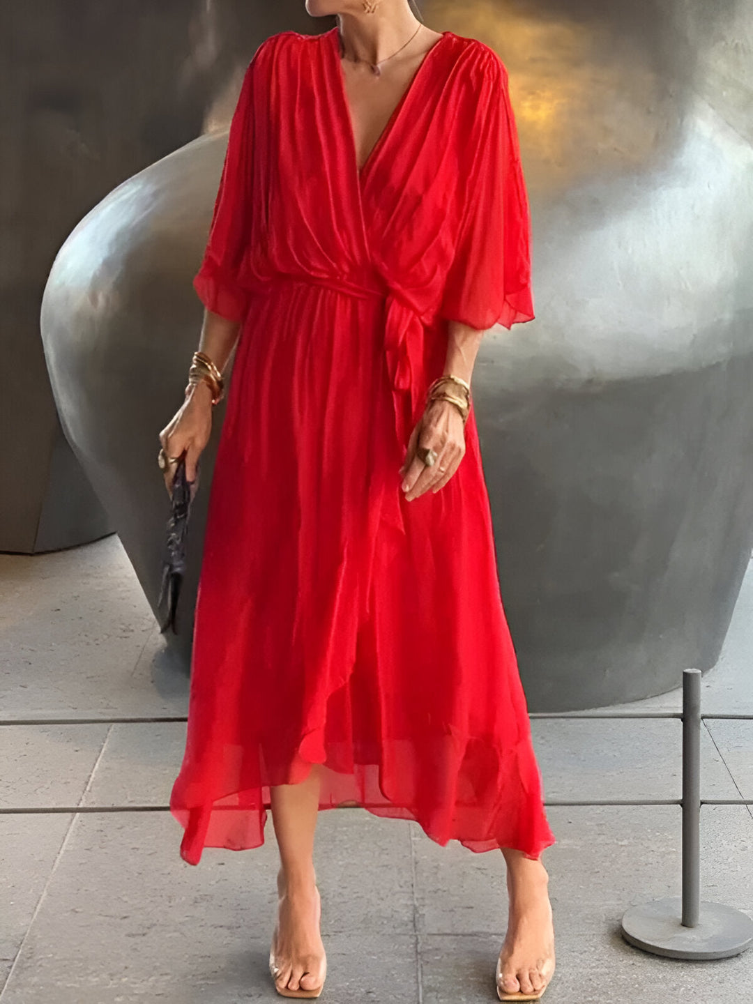 Claire™- Tie-Waist Midi Dress
