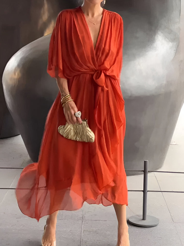 Claire™- Tie-Waist Midi Dress